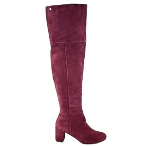 Taryn Rose Catherine  Over The Knee Burgundy Suede Leather Heeled Boots Sz 6.5B